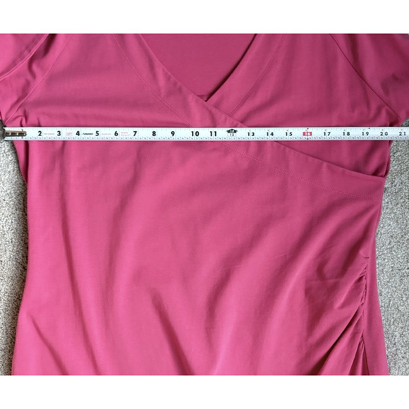 Soft Surroundings Wear Anywhere Dress Stretch Knit Pink Faux Wrap V-neck XL - Picture 14 of 15